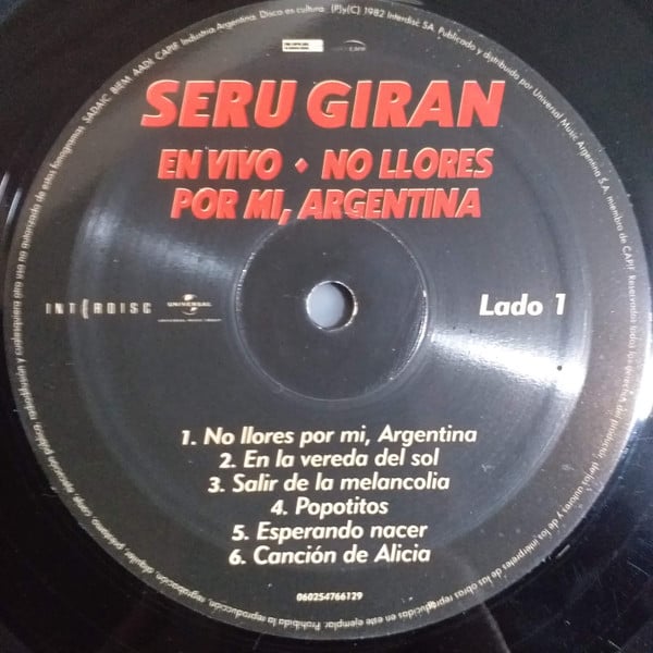 Serú Girán : No Llores Por Mi, Argentina (LP, Album, RE)