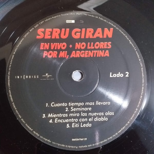 Serú Girán : No Llores Por Mi, Argentina (LP, Album, RE)