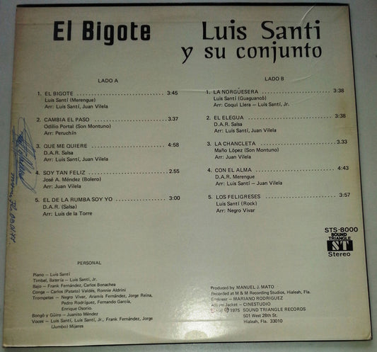 Luis Santi Y Su Conjunto : El Bigote (LP, Album)