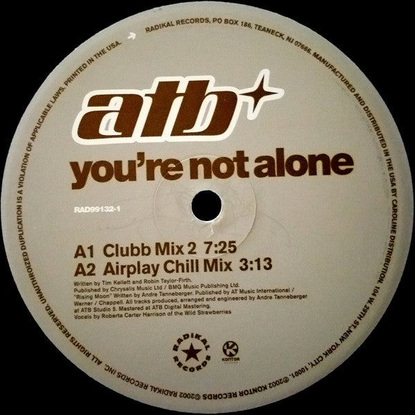 ATB : You're Not Alone (12")