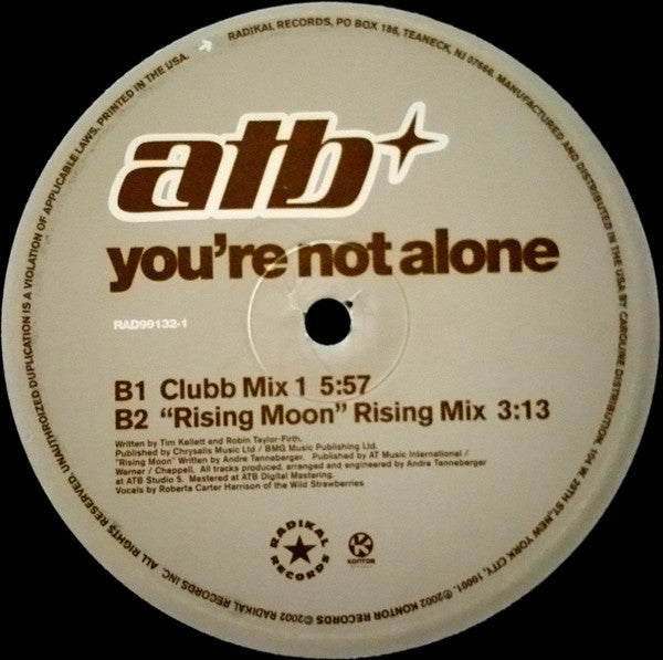ATB : You're Not Alone (12")