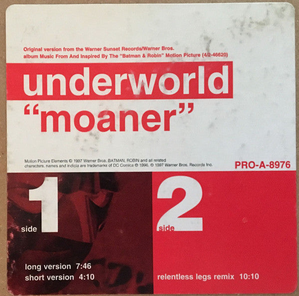 Underworld : Moaner (12", Single, Promo)