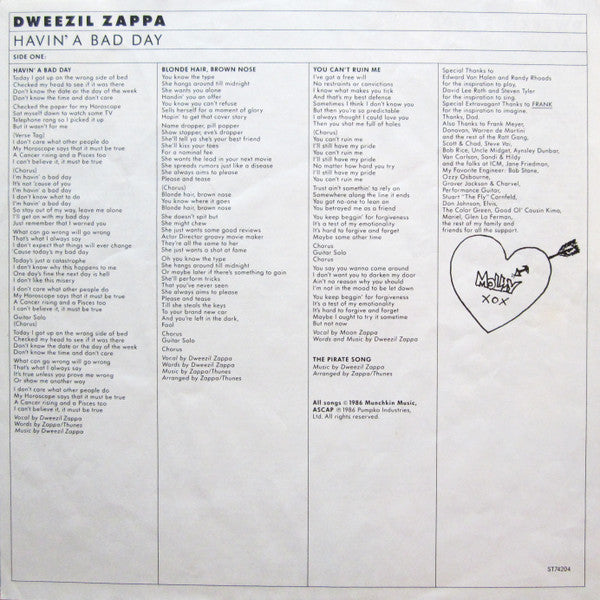 Dweezil Zappa : Havin' A Bad Day (LP, Album, Spe)