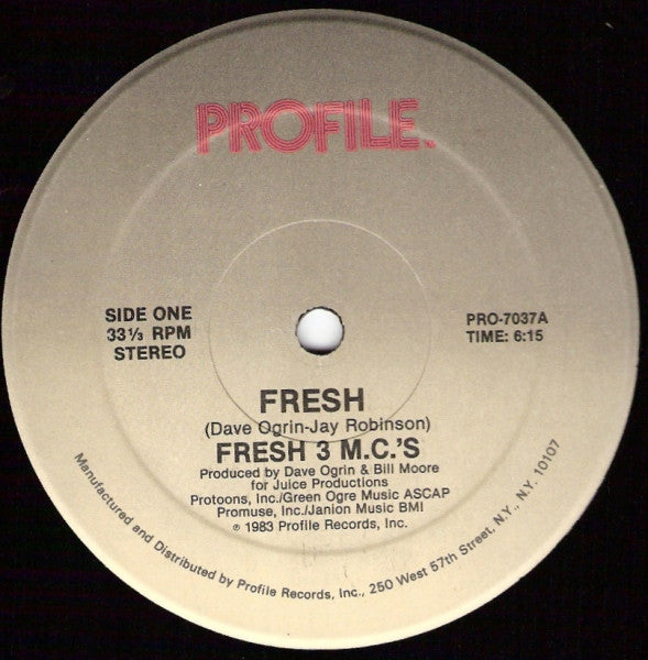 Fresh 3 MC's : Fresh (12")