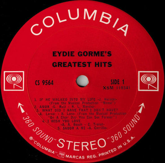 Eydie Gormé - Eydie Gorme's Greatest Hits vinyl record, LP (Very Good Plus (VG+)) | Lulo Records