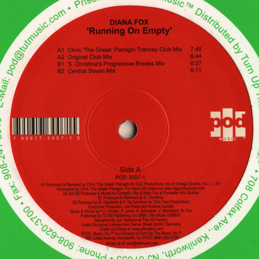 Diana Fox - Running On Empty vinyl record, 12" (Very Good Plus (VG+)) | Lulo Records