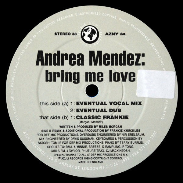 Andrea Mendez : Bring Me Love (12")