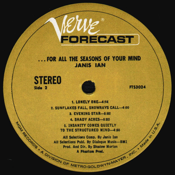 Janis Ian : ...For All The Seasons Of Your Mind (LP, Album, MGM)