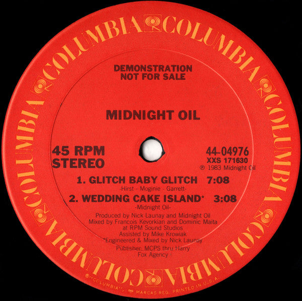 Midnight Oil : Power And The Passion (12", Promo)
