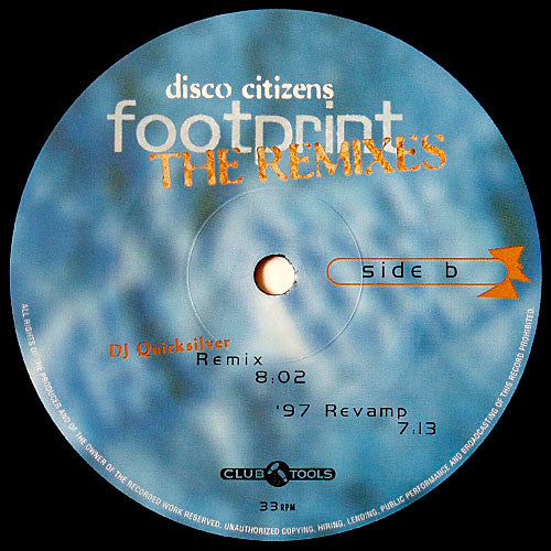 Disco Citizens : Footprint (The Remixes) (12")