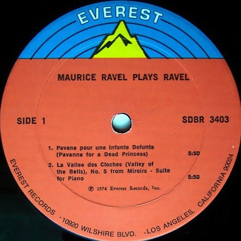 Maurice Ravel : Maurice Ravel Plays Ravel (LP, Album, RE)