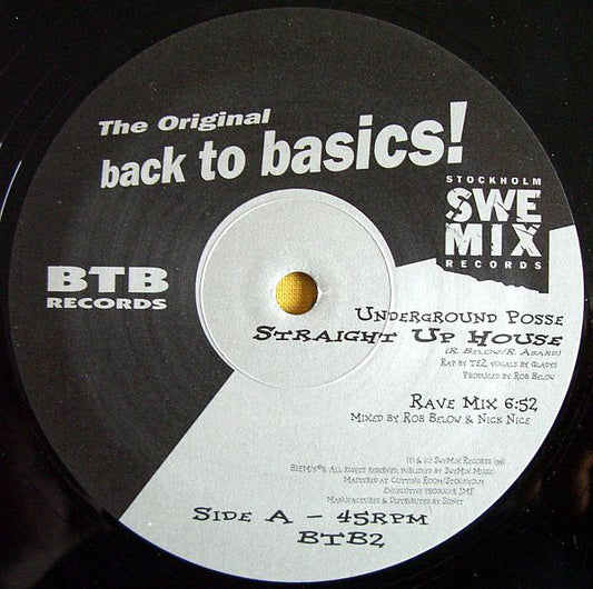 Underground Posse - Straight Up House vinyl record, 12" (Very Good Plus (VG+)) | Lulo Records
