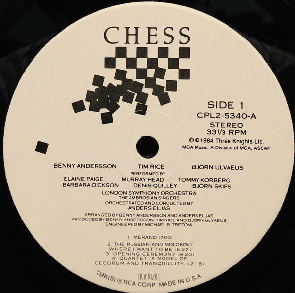 Benny Andersson, Tim Rice, Björn Ulvaeus : Chess (2xLP, Album)