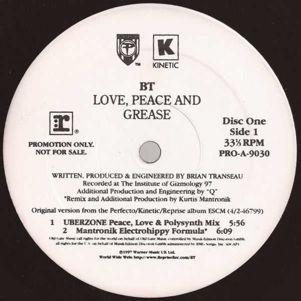 BT : Love, Peace And Grease (2x12", Ltd, Promo)