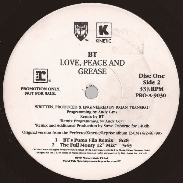 BT : Love, Peace And Grease (2x12", Ltd, Promo)