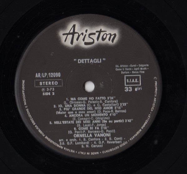 Ornella Vanoni : Dettagli (LP, Album, Gat)