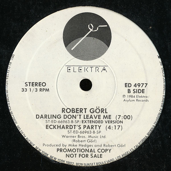 Robert Görl : Darling Don't Leave Me (12", Promo)