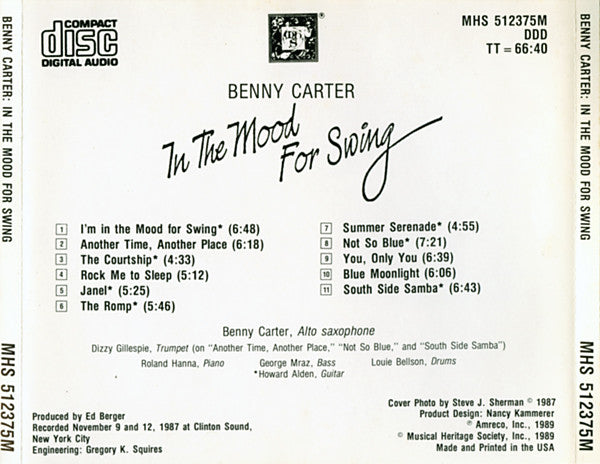 Benny Carter : In The Mood For Swing (CD, Album)