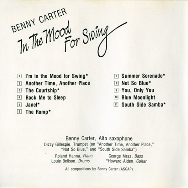 Benny Carter : In The Mood For Swing (CD, Album)