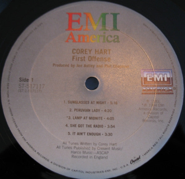 Corey Hart : First Offense (LP, Album, Club)