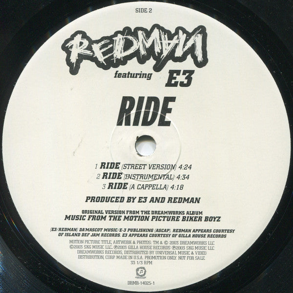Redman Featuring E3 (10) : Ride (12", Promo)