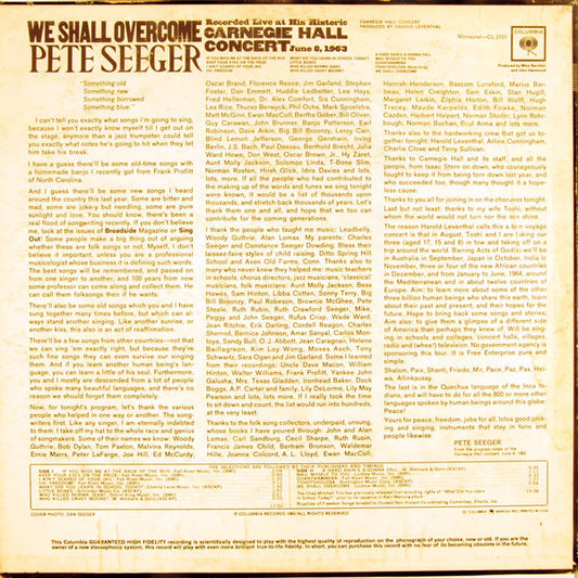 Pete Seeger - We Shall Overcome vinyl record, LP (Very Good Plus (VG+)) | Lulo Records