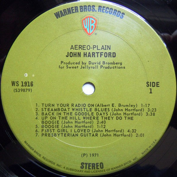 John Hartford : Aereo-Plain (LP, Album, San)