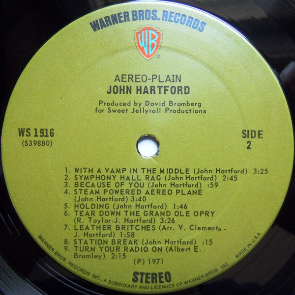 John Hartford : Aereo-Plain (LP, Album, San)