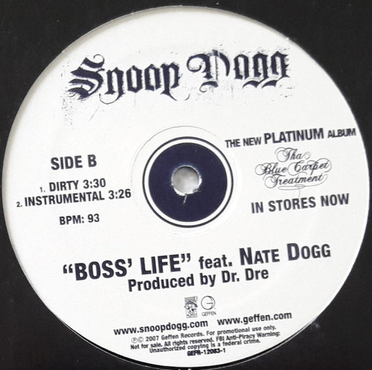 Snoop Dogg - Boss' Life vinyl record, 12" (Near Mint (NM or M-)) | Lulo Records