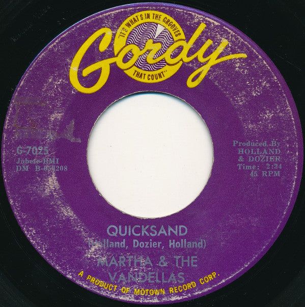 Martha Reeves & The Vandellas : Quicksand / Darling, I Hum Our Song (7", Single, Ame)