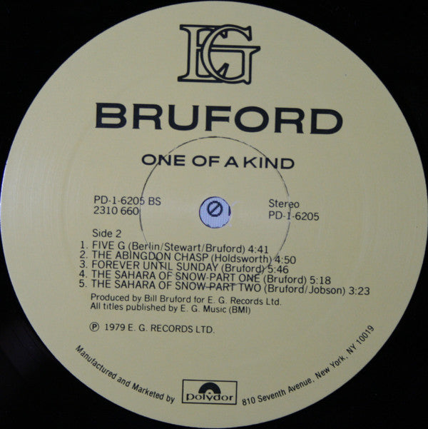 Bruford : One Of A Kind (LP, Album, PRC)