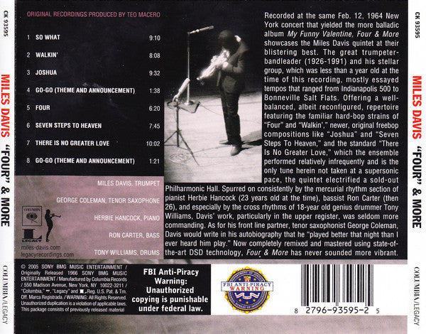 Miles Davis : 'Four' & More - Recorded Live In Concert (CD, Album, RE, RM)