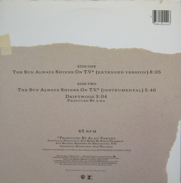 a-ha : The Sun Always Shines On T.V. (12", Maxi, All)