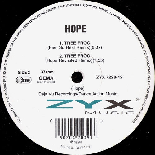 Hope - Tree Frog vinyl record, 12" (Near Mint (NM or M-)) | Lulo Records