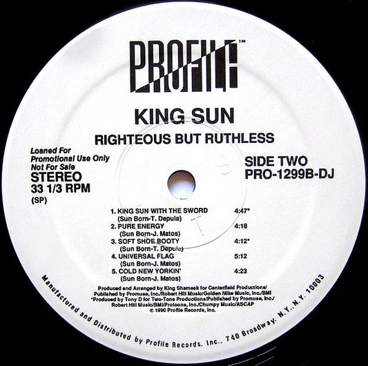King Sun : Righteous But Ruthless (LP, Album, Promo)