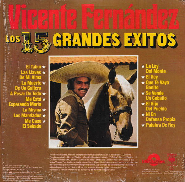 Vicente Fernandez : Los 15 Grandes Exitos (LP, Comp)