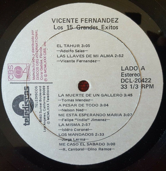 Vicente Fernandez : Los 15 Grandes Exitos (LP, Comp)
