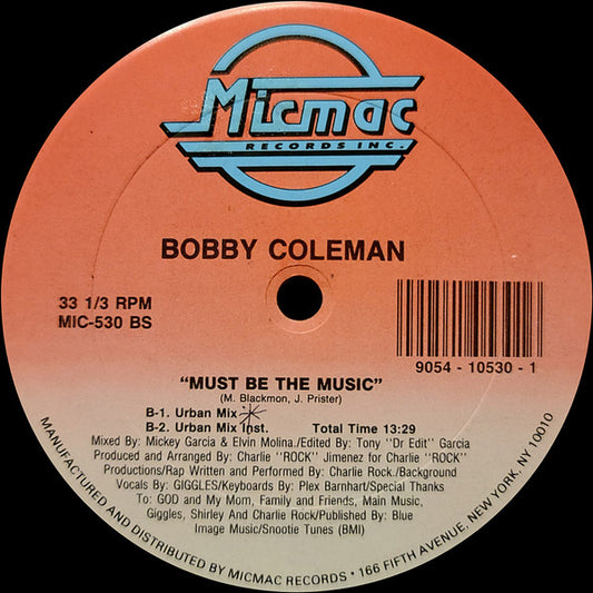 Bobby Coleman - Must Be The Music vinyl record, 12" (Very Good Plus (VG+)) | Lulo Records