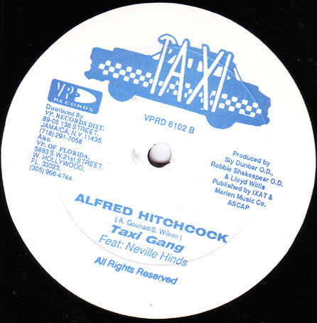 Beenie Man & The Taxi Gang Feat: Ansel Collins / The Taxi Gang Feat: Neville Hinds - Foundation / Alfred Hitchcock vinyl record, 12" (Near Mint (NM or M-)) | Lulo Records