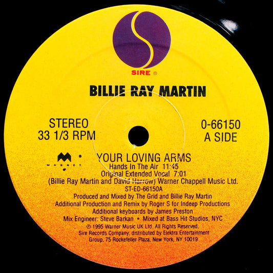 Billie Ray Martin - Your Loving Arms vinyl record, 12" (Very Good Plus (VG+)) | Lulo Records