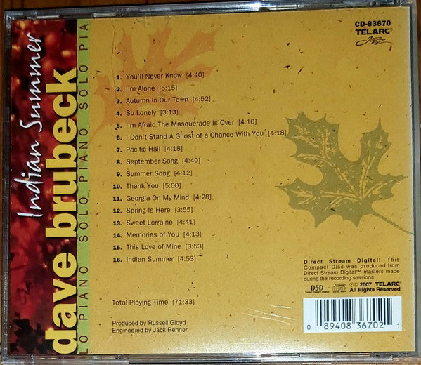 Dave Brubeck : Indian Summer (CD, Album)