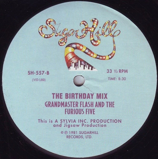 Grandmaster Flash / Grandmaster Flash & The Furious Five - The Adventures Of Grandmaster Flash On The Wheels Of Steel / The Birthday Mix vinyl record, 12" (Very Good Plus (VG+)) | Lulo Records