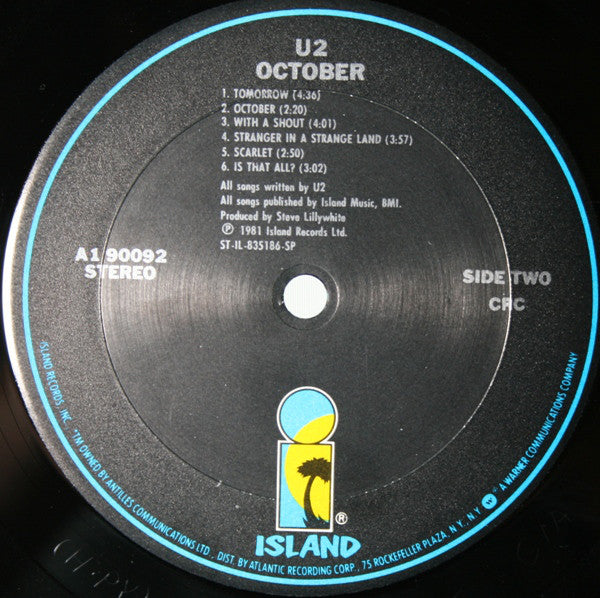 U2 : October (LP, Album, Club, CRC)