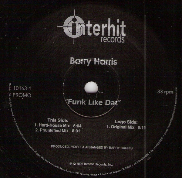 Barry Harris : Funk Like Dat (12", Promo)
