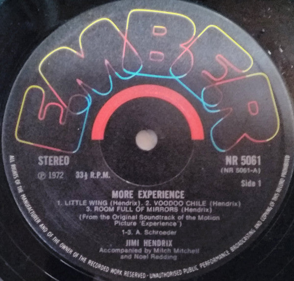 Jimi Hendrix : More "Experience" Jimi Hendrix (Titles From The Original Sound Track Of The Feature Length Motion Picture) (Volume Two) (LP, Album, Bla)