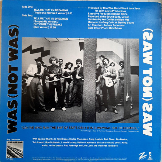 Was (Not Was) - Tell Me That I'm Dreaming / Out Come The Freaks (Dub) vinyl record, 12" (Very Good Plus (VG+)) | Lulo Records