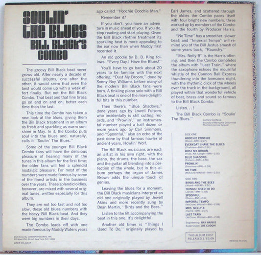 Bill Black's Combo : Soulin' The Blues (LP, Album)