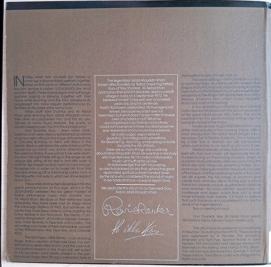 Ravi Shankar / Ali Akbar Khan With Alla Rakha - In Concert 1972 vinyl record, 2xLP (Mint (M)) | Lulo Records