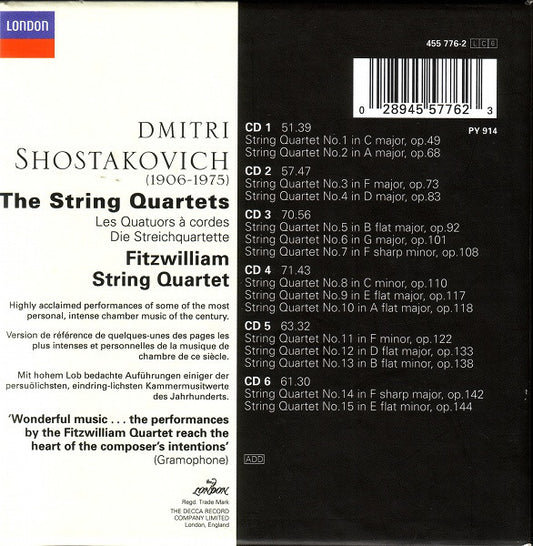 Dmitri Shostakovich - Fitzwilliam String Quartet - The String Quartets vinyl record, 6xCD (Near Mint (NM or M-)) | Lulo Records