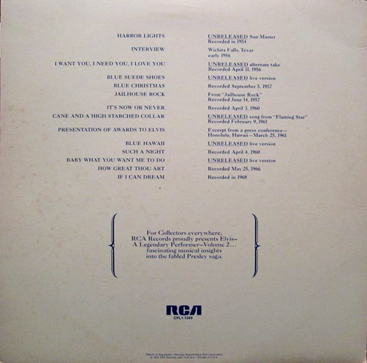 Elvis Presley - A Legendary Performer - Volume 2 vinyl record, LP (Mint (M)) | Lulo Records